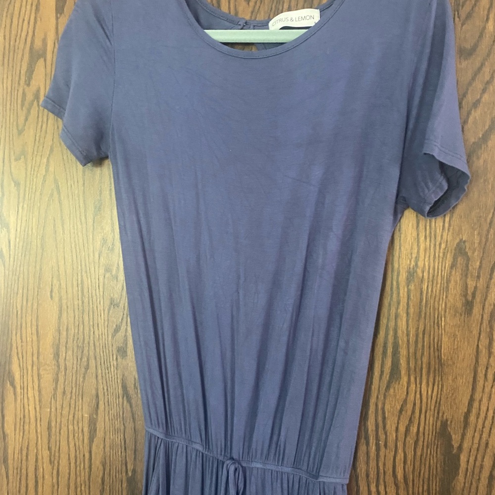 4/$10 Citrus and Lemon slate blue jumpsuit w/pockets sz S